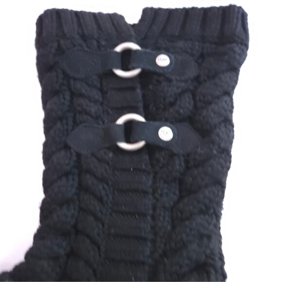 UGG Tularosa Route Black Cable Knit Mid Calf Boots, Buckle Detail, US 8 - EU 39 - Picture 3 of 7